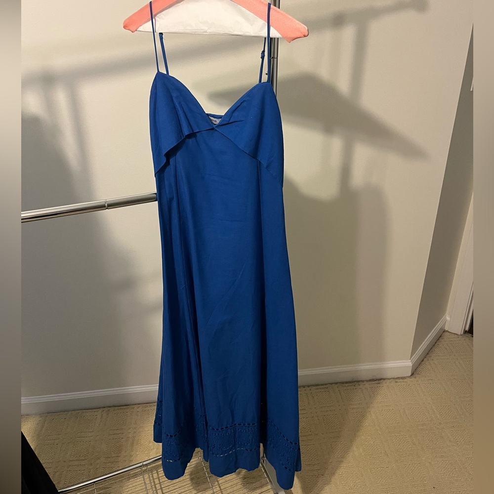 Mango Vibrant Blue V-Neck Dress